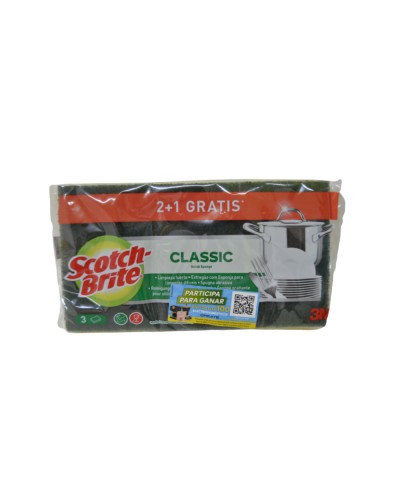 SCOTCH-BRITE ESTROPAJP VERDE + ESPONJA 3X2